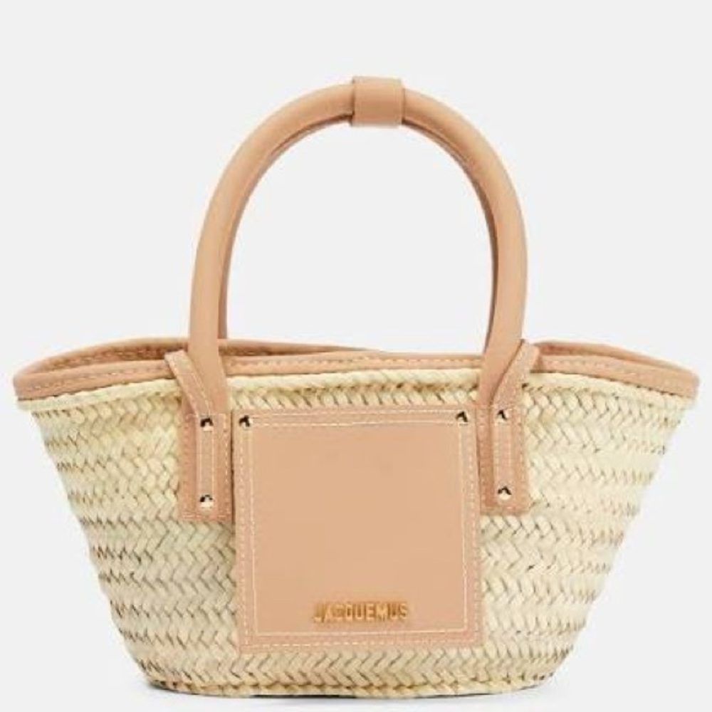 Jacquemus le petit panier soleil raffia and leather bag